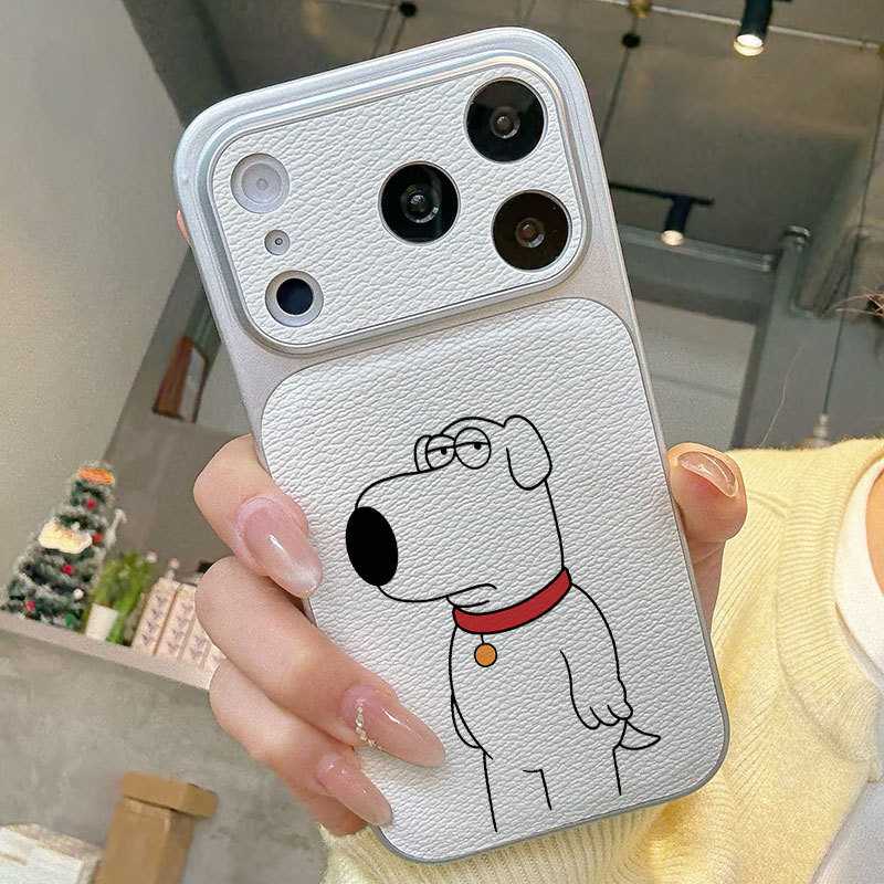 Ốp lưng iPhone họa tiết da mạ chuông hình chó iPhone 17 16 15 14 13 12 11 Pro Max Plus Max