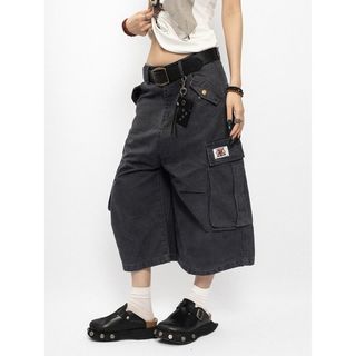 Quần bảo hộ lao động nam nữ phong cách đường phố cổ điển cao cấp nhiều túi bảy phần tư