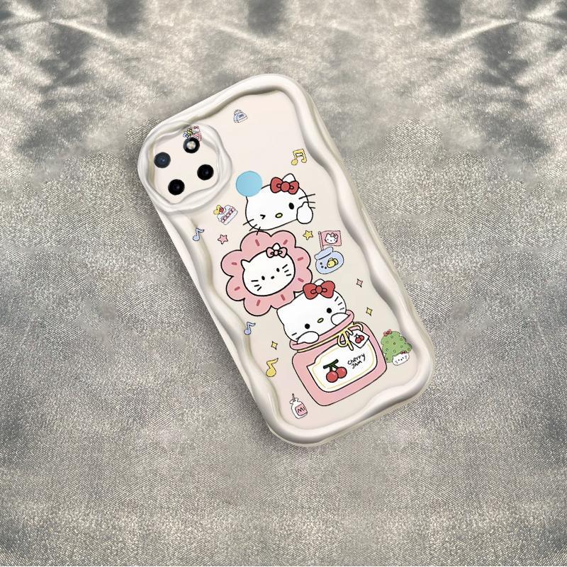Thích hợp cho Realme C12 C15 C25 C25S C21Y C25Y Narzo 30A Narzo 20 3D Vỏ kem TPU mềm Vỏ điện thoại chống sốc cho mèo Kitty
