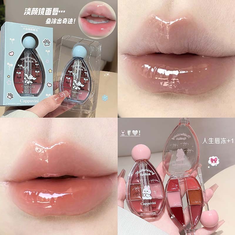 CAPPUVINI [Son bóng gương 6 màu] – Hiệu ứng môi thủy tinh, căng mọng, giá sv, makeup tự nhiên