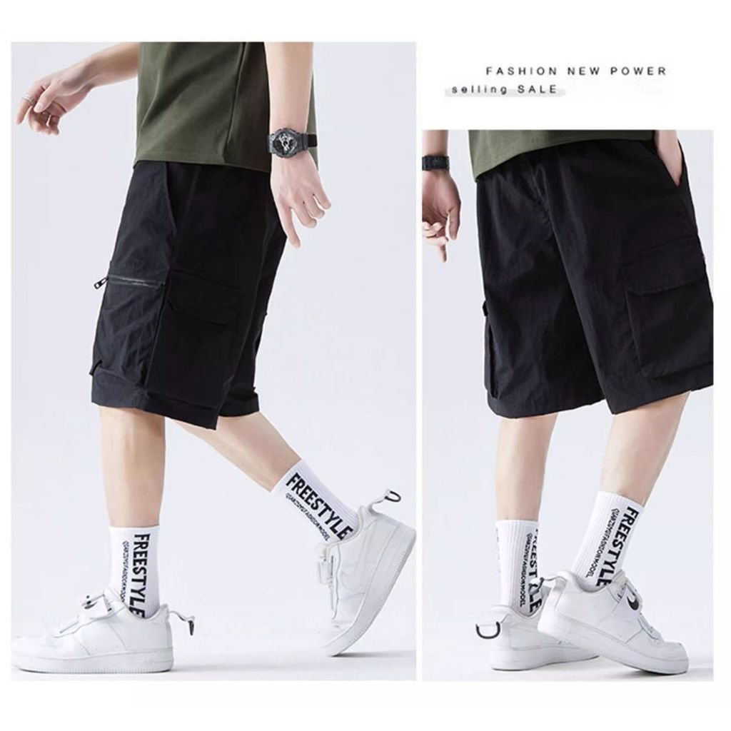 Quần short bảo hộ lao động bằng lụa băng phong cách Nhật Bản, dáng rộng và sành điệu, hợp thời trang trên Instagram, quần short thể thao mùa hè thoáng khí thông thường đa năng XQEB