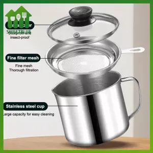 SWEET Nắp thủy tinh Bacon Mỡ Nồi chiên sâu 1.3L Keeper n