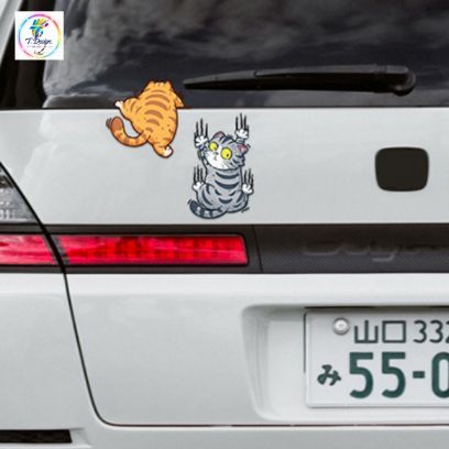 (SET 3 CON MÈO CÀO) Miếng dán xe Sticker chống nước mèo vui nhộn dán trang trí ô tô xe máy, cửa kính, bàn tủ tường...