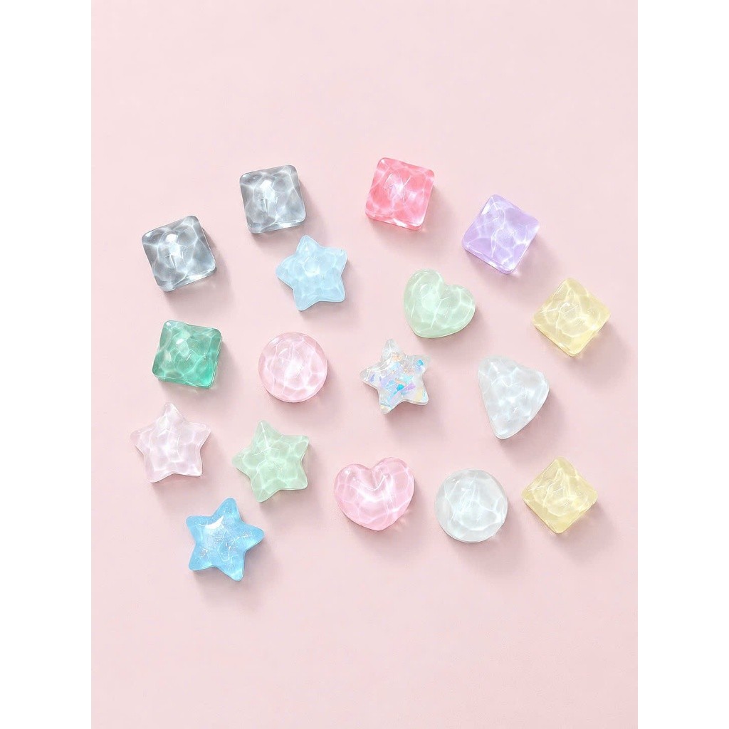 **Set Charm Resin Candy Galaxy ✨ Charm Resin Hình Sao Tim Pastel Trong Suốt Lung Linh Gắn Dép Crocs Phong Cách Fairycore