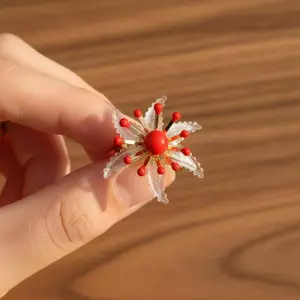 Nhẫn Mở Hoa Men Cho Nữ Vintage Bohemian Sơn Có Thể Điều Chỉnh Trang Sức Retro Hoa Phong Cách Hàng Ngày Mới