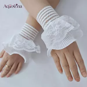 AqToCna Thu Đông Ren Giả Tay Nữ Ngọt Ngào Ren Lưới Chuông Tay Áo Cổ Tay Cho Đám Cưới Và Tiệc AqToCna