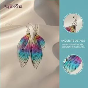 AqToCna Bướm Thả Bông Tai Nữ Cổ Tích Trong Suốt Kim Cương Giả Gradient Tòn Ten Bông Tai Tuyên Bố Phong Cách Tiệc Tối Phụ Kiện Cưới AqToCna