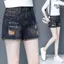 Quần short Denim nữ mùa hè a-Line Phong cách mới Phiên bản Hàn Quốc Hợp thời trang Thêu độc đáo dáng rộng rách-