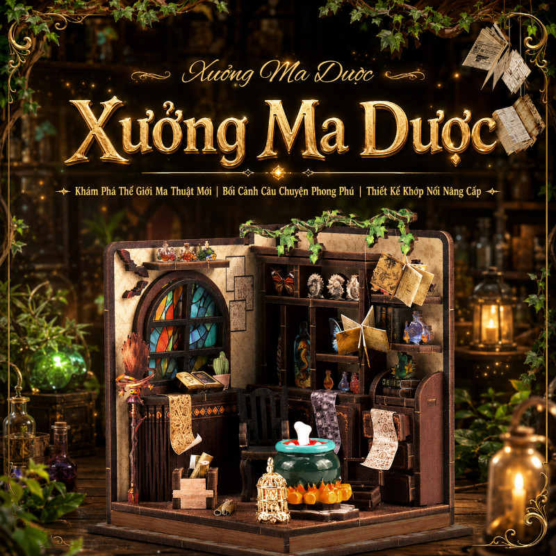 DIY-Mô Hình Nhà Gỗ 3D Lắp Ráp DIY – Bộ Kệ Sách Ma Thuật, Quà Tặng Cao Cấp, Handmade ý Nghĩa Cho Bé Trai, Bé Gái