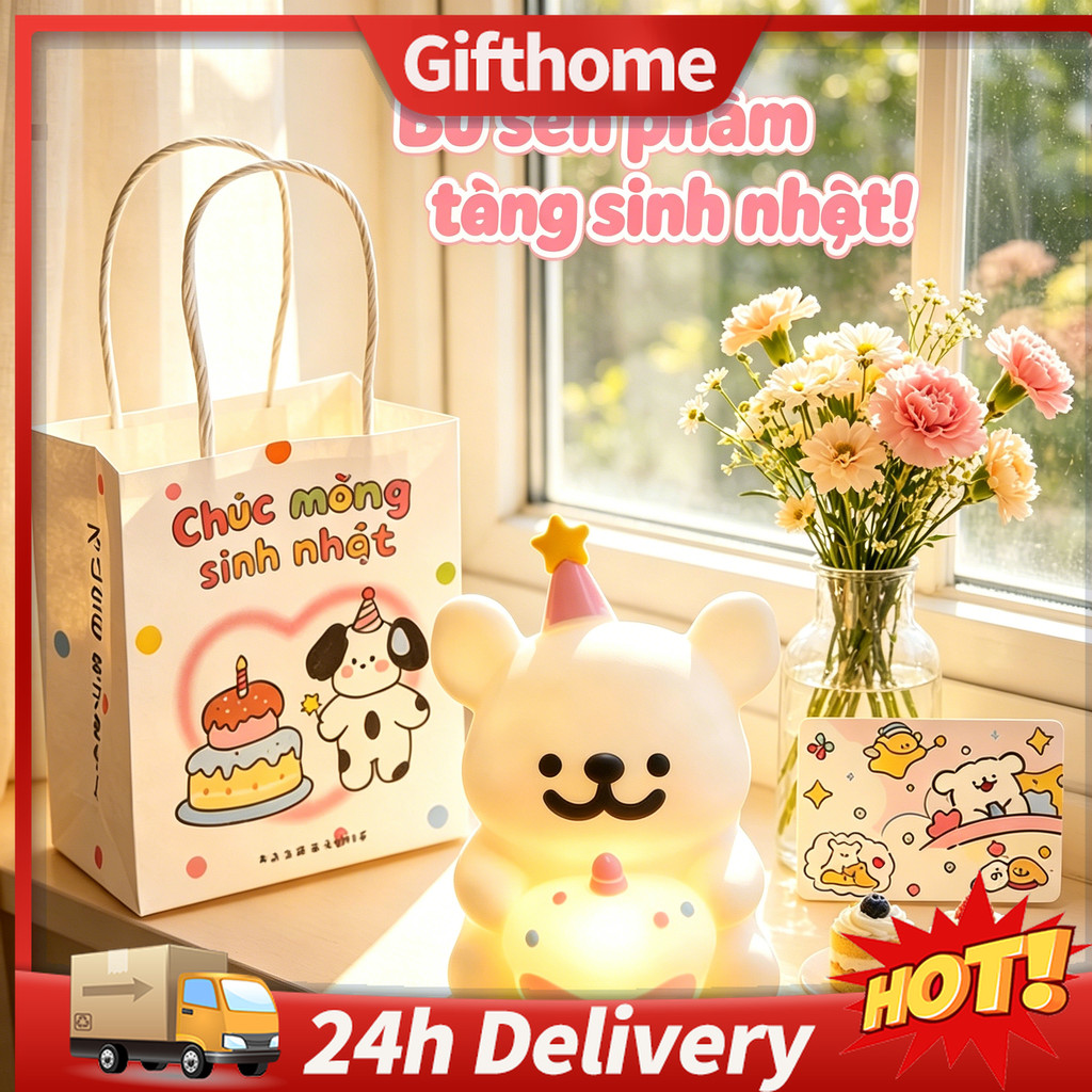 🚚【giao Hàng 24h】Hoạt Hình Thỏ Gấu Trúc Đèn Ngủ Động Vật Dễ Thương Để Bàn Trang Trí Đèn Quà Tặng Sinh Nhật