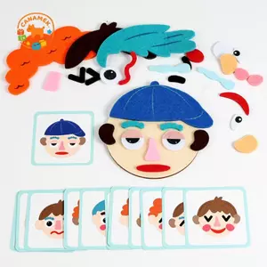 CANAMEK Kids Montessori Trò chơi biểu cảm khuôn mặt Đồ chơi thay đổi cảm xúc với 16 chiếc Thẻ Học tập mầm non Đồ chơi giáo dục CSF