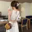 Rỗng lộ eo Sling Váy dài buộc dây phong cách eo hẹp + Thiết kế viền mùa hè Phong cách kỳ nghỉ hè Slimer Look Temperament Dress