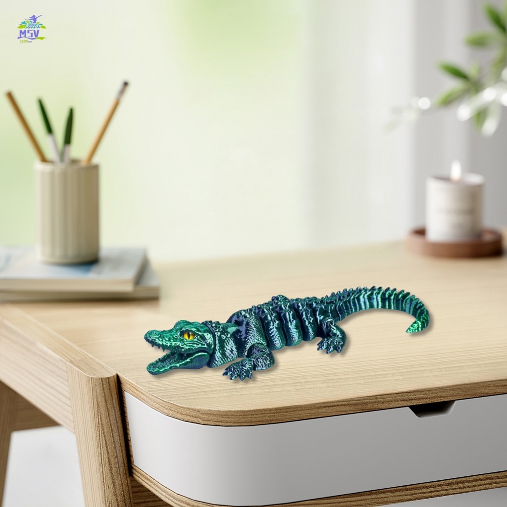 Đồ chơi cá sấu khớp nối in 3D - Trang trí bàn làm việc bò sát linh hoạt cho văn phòng tại nhà