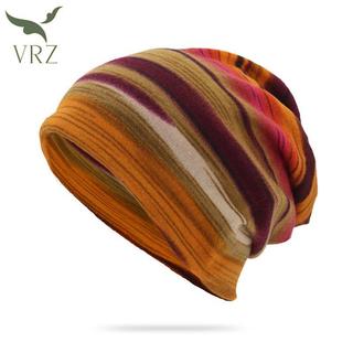 VRZ Mới Thời Trang Nữ Mũ Mềm Mùa Xuân Thu Ấm Beanies Người Lớn Thể Thao Ngoài Trời Mũ Sọc Hip Hop Bonnet HOT