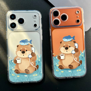 Rái cá đáng yêu đang gọi điện thoại ỐP đIệN ThoạI Cho IPhone 17 15 14 13 12 11 Promax, XR XS MAX 16PRO 16 Plus ốP Silico