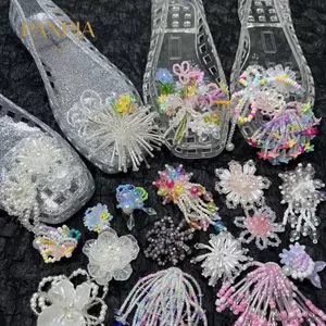 PNPIA- Thời Trang Dopamine Thủ Công Đính Hạt Thạch Xăng đan Thể Thao Phụ Kiện DIY Giày Trang Trí Hoa Nhiều Màu Sắc Dép Bules