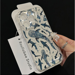 Ốp Lưng Họa Tiết Cá Voi Cá Mập Đại Dương Cho IPhone 16 PRO Max 14 Plus 13 12 Mini 11 Pro Max 6E Silicon Mềm Trong Suốt