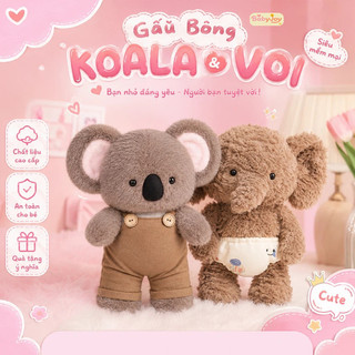 【BabyJoy】Đồ chơi nhồi bông hình voi nhút nhát,vải mềm an toàn, quà tặng sinh nhật và kỷ niệm cho bé trai bé gái