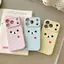 Ốp lưng iPhone 16Pro gấu trên nền chấm xanh vỏ mềm chống trầy thiết kế đơn giản dễ thương