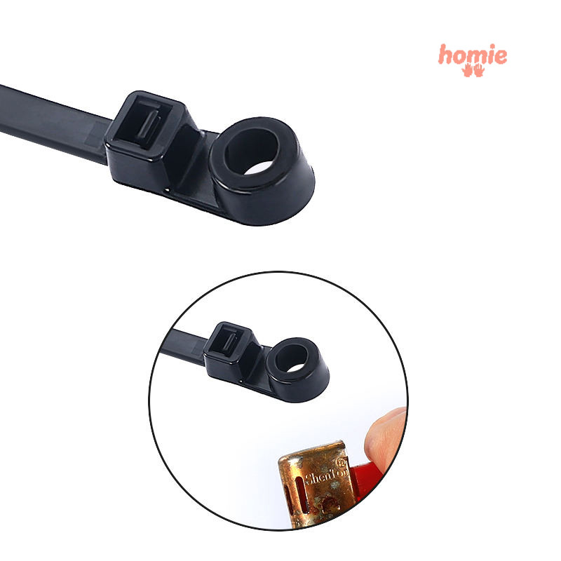 ✨Homie✨100 dây thít dây rút lạt nhựa màu trắng, Nylon tự khóa dây buộc cáp lỗ tròn, đen có đầu bắt vít các cỡ 15cm