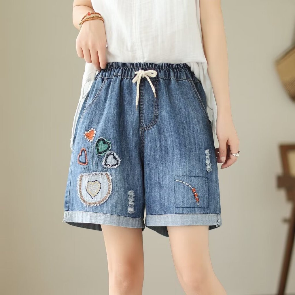 [Hàng có sẵn] Quần short denim nữ dáng rộng, ống rộng, chất lượng cao 2026, cỡ lớn, dành cho sinh viên mùa hè