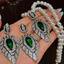 Nhẹ Sang Trọng Zircon Tua Rua Thanh Lịch Phong Cách Dài Sang Trọng Bông Tai Ngọc Trai Bộ Vòng Cổ