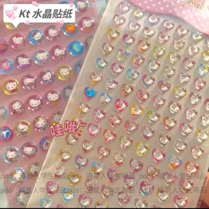 HelloKitty Ba Chiều 3D Pha Lê Kim Cương Dán KT Cô Gái Dễ Thương Vỏ Điện Thoại Trang Trí Dán 5.28
