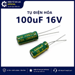 10 Cái Tụ hóa 100uF 16V xanh lá 5x11mm