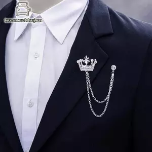 Tweeduj Hàn Quốc Phong Cách Anh Dây Xích Vương Miện Trâm Phù Hợp Với sel Dây Xích Ve Áo Pin Huy Hiệu Retro Nam Phụ Kiện Tiệc Cưới Trang Sức Quà Tặng VN
