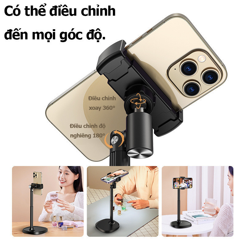 Giá đỡ điện thoại,360° Xoay,tùy chỉnh cao độ, góc quay,Chất liệu hợp kim nhôm,lý tưởng để quay video và phát trực tiếp