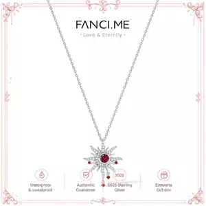 FANCIME "Soluna Nexus" Garnet Vòng cổ bạc bằng đá quý tháng 1