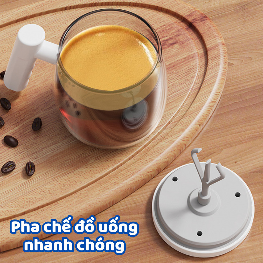 Cốc Khuấy Cà Phê Tự Động HomeMate 400ml Sạc USB, Ly Khuấy Điện Tự Động Pha Cà Phê, Sữa, Matcha Tiện Lợi