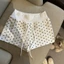 EBINLANDS Chấm Bi Quần Short, Dây Rút Eo Slim Fit Quần Short Nữ, Trang Phục Thường Ngày Eo Co Giãn Cao Cấp Thoáng Khí Quần Nóng Xuân Hè