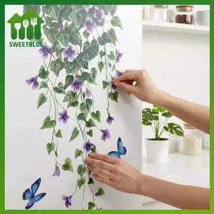 SWEET Có Thể Tháo Rời Hoa Bướm Tự Dính Tủ Lạnh Stiers Nhiều Màu Sắc Decals Dán Tường Trang Trí Tủ Lạnh Cho Căn Hộ n