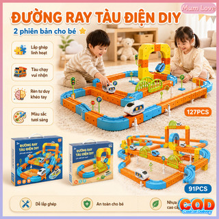 Đồ Chơi đường Ray Xe Lửa Từ Tính,91/127PCS, Rèn Tư Duy Logic, Quà STEM Ý Nghĩa Cho Bé 2-9 Tuổi