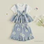 Bộ áo và quần Short ngắn tay in hoa cho bé gái 6M-4Y