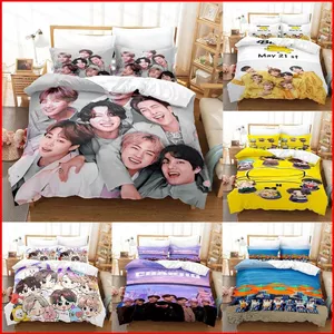ST2 BTS 2IN1 Quilt Cover Set Kích Thước Đơn Ga Giường Ký Túc Xá Phòng Ngủ Có Thể Giặt Gối Duvet Cover Set TS2