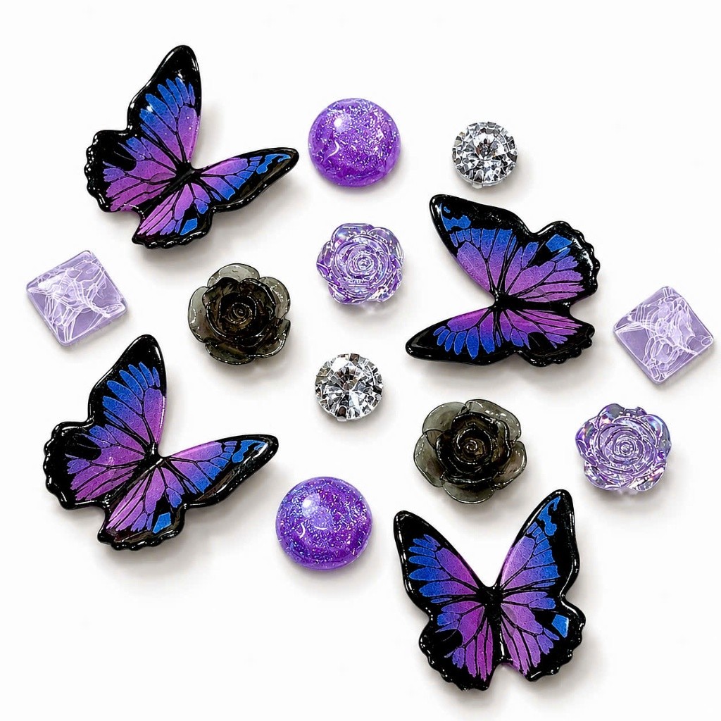 [ĐỘC QUYỀN] Set Charm Bướm Xanh Băng Pha Lê Trái Tim Ngọc Tuyết Hoa Hồng Ánh Ngọc Kawaii Thanh Lịch Gắn Dép 🦋💙