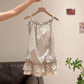 [Mặc nhỏ dễ thương] Áo Vest dây buộc bên kẻ sọc Áo sơ mi nhỏ mùa hè Phong cách mới Phong cách Hàn Quốc Tính khí nhẹ nhàng giản dị phù hợp với mọi lứa tuổi