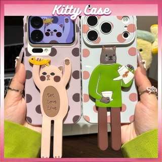 Giá đỡ hình mèo 3D phong cách Instagram, tương thích với vỏ điện thoại iPhone 17 16 15 14 13 12 11 Pro Max Chống va đập