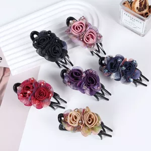 Phiên Bản Hàn Quốc Ánh Sáng Thanh Lịch Sang Trọng Ba Gót Kẹp Tóc Mỏ Vịt Kẹp Tóc Mũ Đội Đầu Mặt Sau Hoa Hồng BMDX