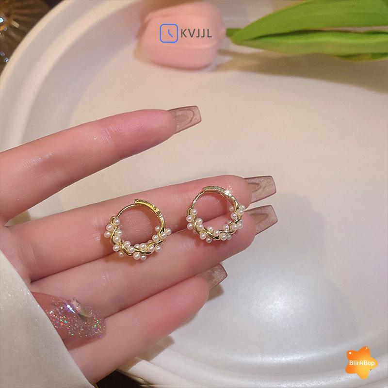 [KvJJL-t] 1 Đôi Bông Tai Ngọc Trai Vòng Tròn Tính Khí Đơn Giản Mới Thời Trang Bông Tai Đa Năng Nhỏ Trang Sức Nữ Mới