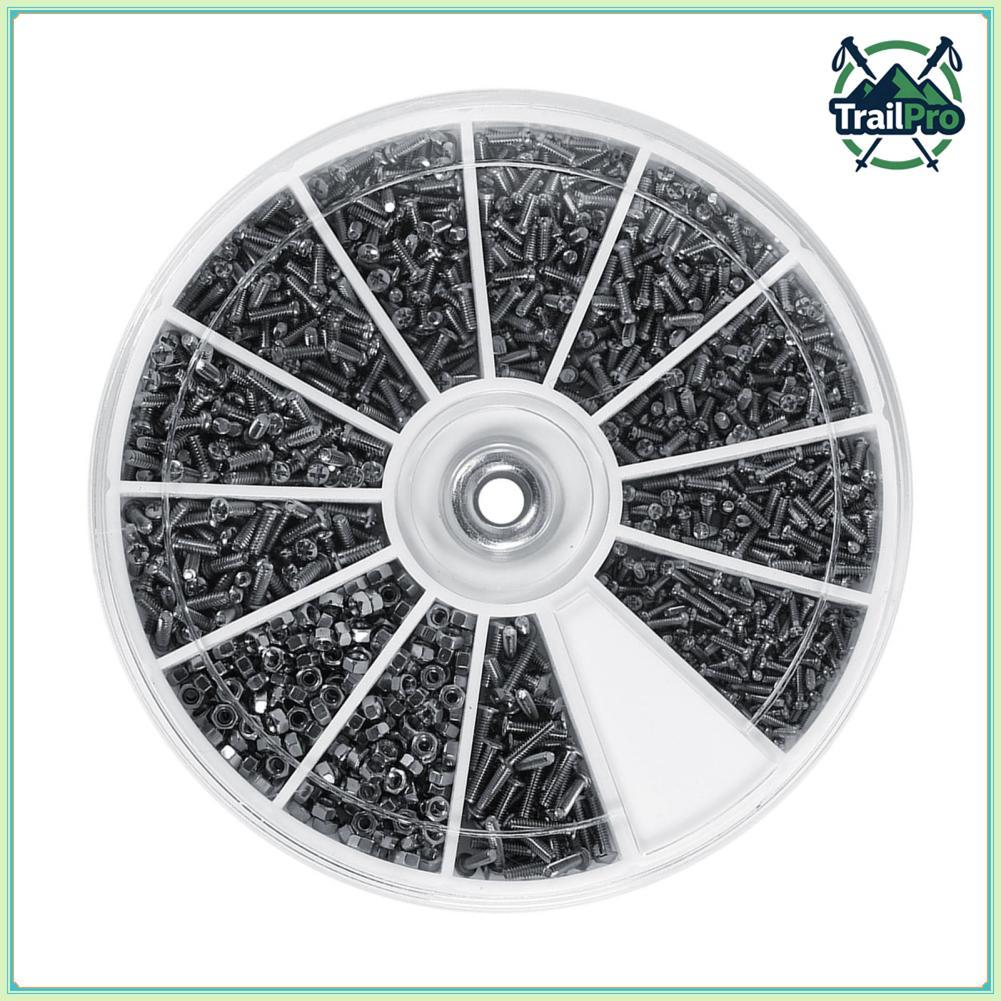 TrailPro Bộ 600 12 Loại Ốc Vít Bu Lông Hạt Assortment Bộ Thép Không Gỉ Full Ren Máy Cho Đồng Hồ Glassess M1 M1.2 M1.4 M1.6