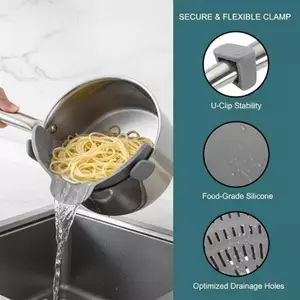 MAKY 1 Kẹp Silicon Có Thể Điều Chỉnh Trên Bộ Lọc Cho Nồi Lọc Nồi Bếp Lọc Nồi Cầm Tay Drainer Cho Mì Pasta VN