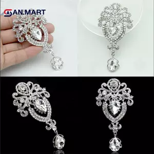 AN.MART Bạc Hoa Lớn Cô Dâu Thổ Cẩm Kim Cương Giả Pha Lê Diamante Cưới Thổ Cẩm Pin VN