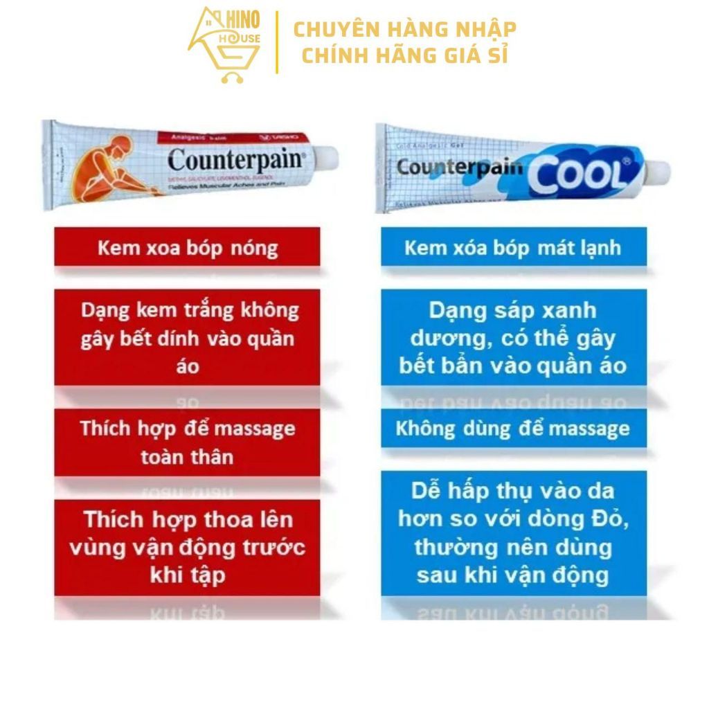 Dầu Nóng Xoa Bóp Counterpain 120g Thái Lan Giúp Giảm Đau Nhức Mõi, Vị Trí Cục Bộ - Hinohouse