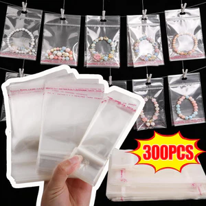 100 / 200 / 300 Túi OPP dày trong suốt cao, Túi nhựa lỗ treo niêm phong tự dính cho phụ kiện nhỏ Bao bì và trưng bày