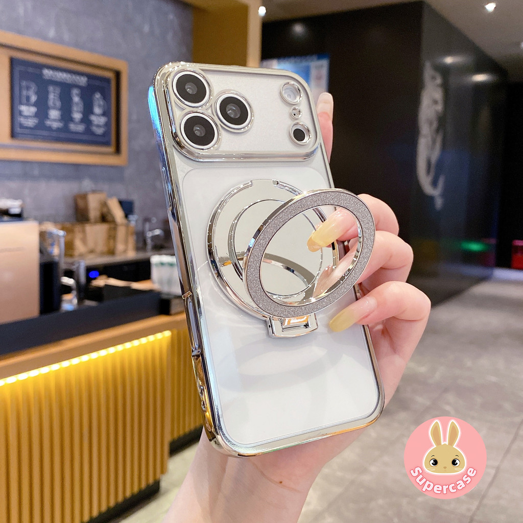 Ốp Điện Thoại Chân Đế Gương Lấp Lánh Sang Trọng Cho Vivo Y11D Y19 Y19S Pro GT Y19E Y18E Y18i Y18S Y17 Y16 Y15A Y13 Y12A Y12S Y11 Y11S 5G 4G Vỏ Bạc Mạ Điện Trong Suốt Vỏ Mềm