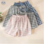 Quần short Cotton kẻ sọc dây rút phong cách cặp đôi / Quần short đi biển mỏng mùa hè / Quần short thời trang có thể mặc bên ngoài Quần short nhà
