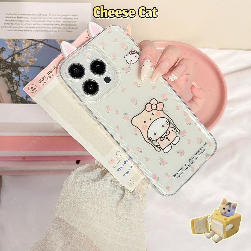 3D Tai Mèo Hoa Kitty Ốp Lưng Điện Thoại iPhone 14 13 15 16 11 12 17 Pro Max 6 7 8 Plus SE XR Xs Max
